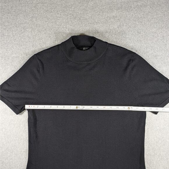 Lennie for Nina Leonard Black Knit Midi Dress L Short Sleeve Pullover Women’s - Picture 5 of 15